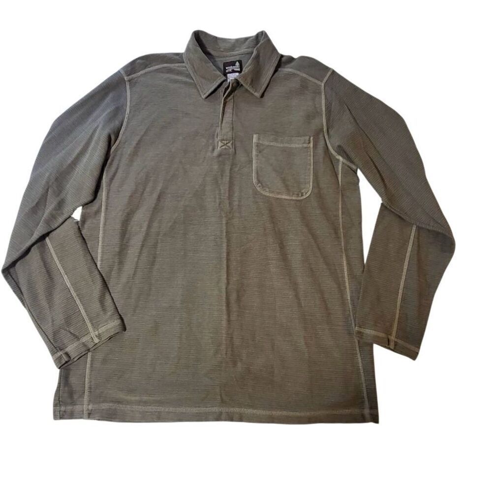 Weekendz off long sleeve mushroom henley texture shirt L